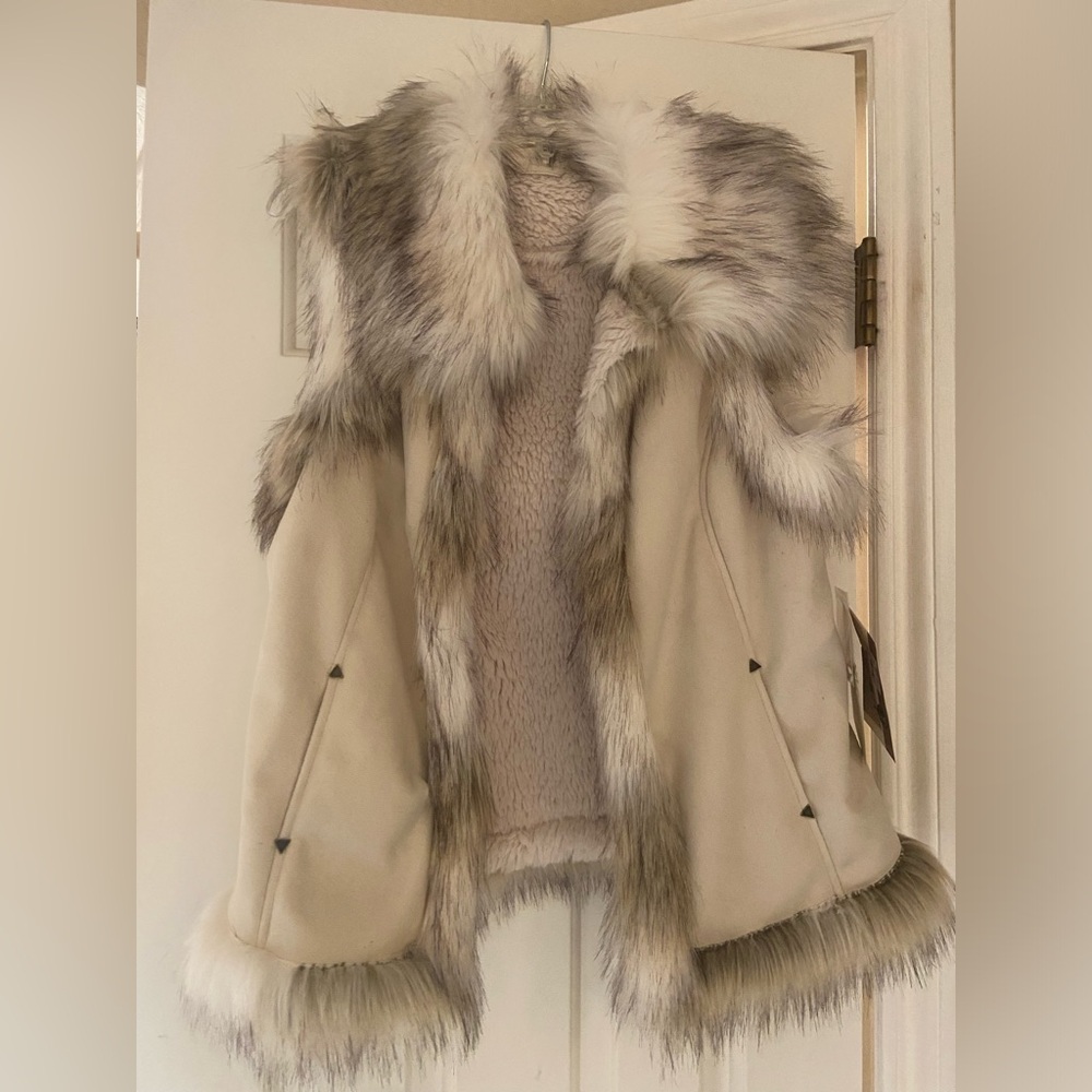 NWT Scully Leather vest with faux fur trim
